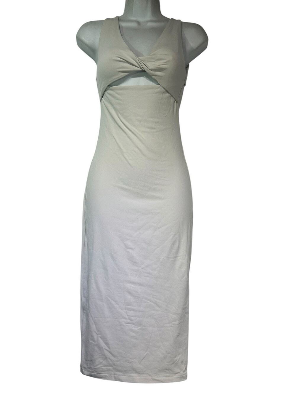 Aritzia Babaton Contour Mantel Cut Out Sleeveless Dress Matte Pearl Size XS